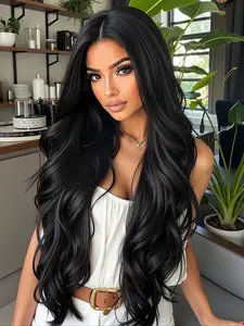 Natural Middle Part Long Bangs Wig, 28 Inch Curly Heat Resistant Wig, Machine Made Wig, Synthetic Material Wigs, Fashionable and Casual Wig for Daily Wear