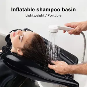 Portable Inflatable Shampoo Bowl, Suitable for Bedroom, Disabled, Injured, Long Hair Locks, Home Sink Cleaning (Convenient Size, Medium Size)