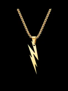 Lightning Shaped Pendant Necklace, Stainless Steel Jewelry for Party, Daily Clothing Decor, Trendy All-match & Exquisite Jewelry for Birthday Gift