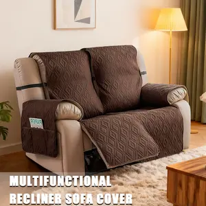 Waterproof Slipcover, Washable Lounge Chair Cover with Elastic Straps, Non-slip Furniture Protector for Home, Modern Design Pocket for Pets
