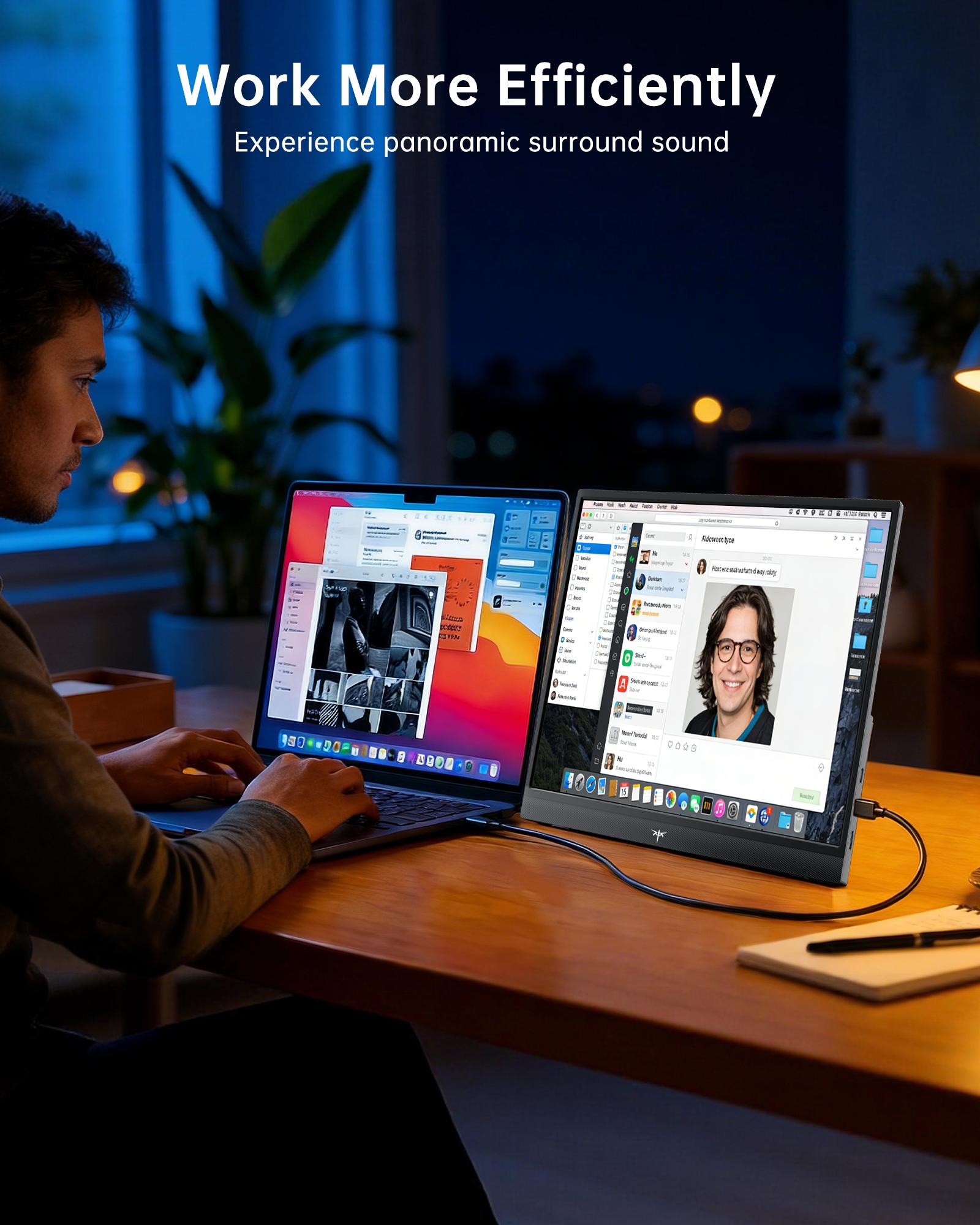 KTC Portable Monitor 15.6" FHD 1080P 60Hz Travel Monitor for Laptop, MacBook, Switch, PS5, Xbox, HDMI USB C, HDR10,VA Slim Second Screen with Built-in Speakers KTC Portable Monitor 15.6" FHD 1080P 60Hz Travel Monitor for Laptop, MacBook, Switch, PS5, Xbox, HDMI USB C, HDR10,VA Slim Second Screen with Built-in Speakers