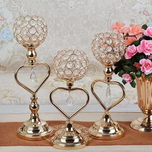 European Iron Crystal Candlestick, Creative Heart Metal Decor, Romantic Dinner Home Hotel Bar Soft Furnishing Decoration