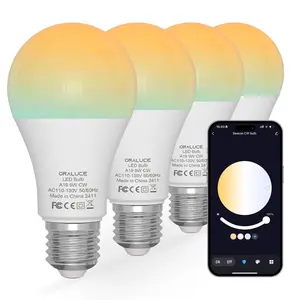 LED Remote Control Light Bulbs 60 Watt Equivalent, Dimmable 2700-6500K, E26 Base, A19 Bluetooth Smart for Bedroom, 4 Pack Without Remote Control