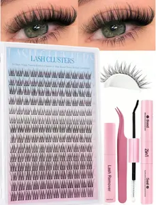 Natural Lash Clusters Kit Short Wispy Eyelash Clusters 9-12MM Thin Band Cluster Lashes Extensions Kit 168Pcs CC-Curly Daily Exquisite Eyelashes Clusters with Long Lasting Quick-Dry Bond and Seal and Tweezers Remover Makeup Cosmetic