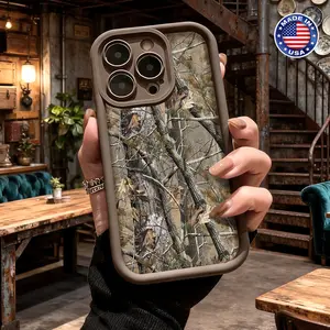 Cool Woodland Tree Camouflage Pattern Aesthetic Design Case for iPhone 17 16 15 14 Pro Max 13 12 11 XR XS Plus Air Slim Shockproof Anti Drop Protective TPU Cover