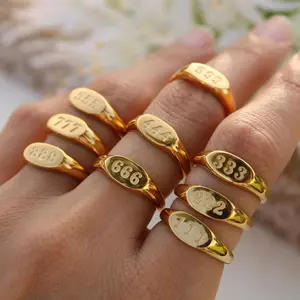 2025 new Trendy titanium steel digital number ring number 333 444 999 digital ring ring