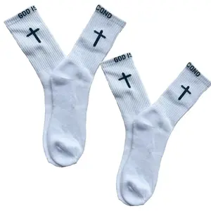 2 pairs Jesus cross Sock God Is First+Im second pair Socks with boid cross design,comfortable breathable for everyday wear,a daily reminder to walk in faith