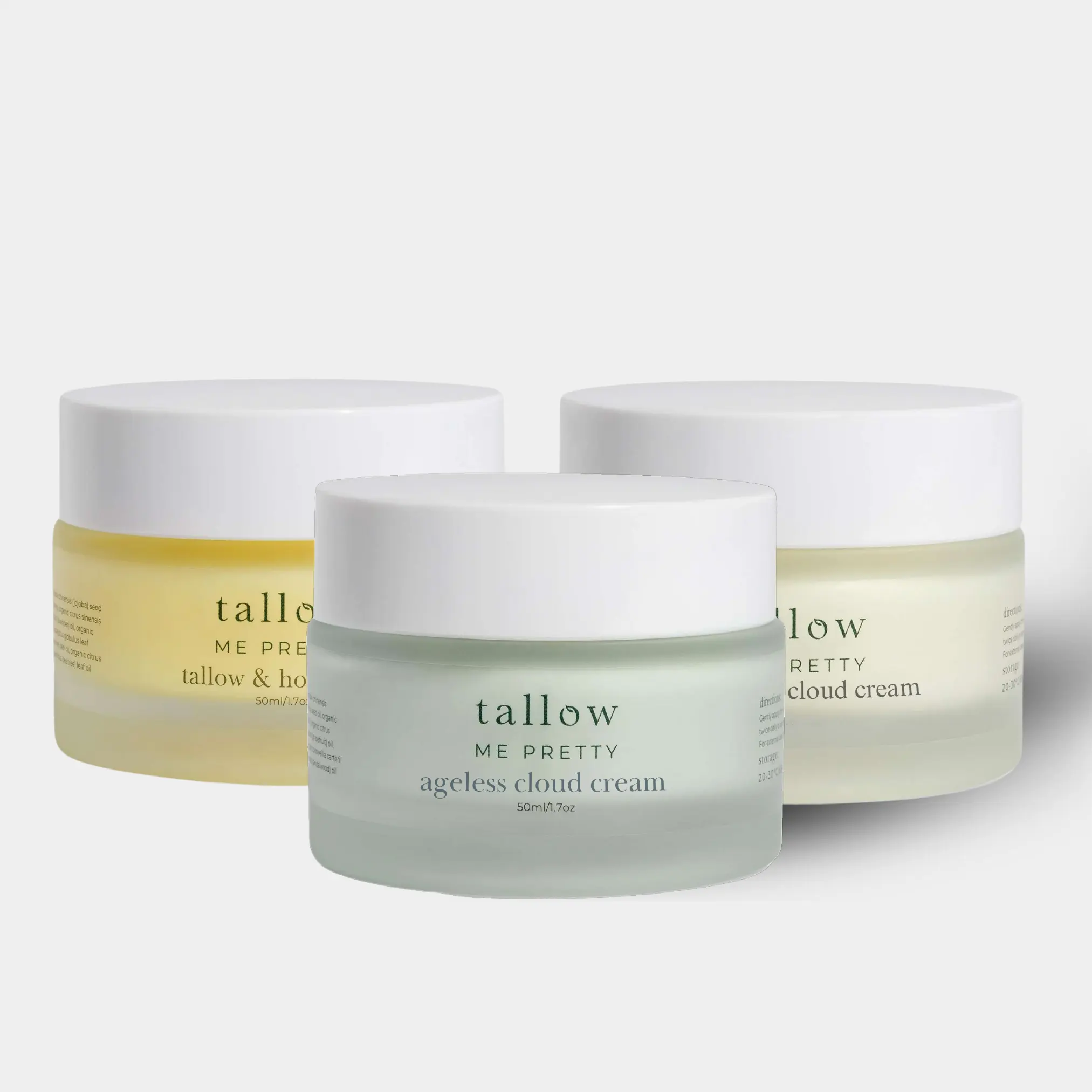 Tallow Skincare Set: Ageless Cloud Cream, Tallow & Honey Balm, Unscented Cloud Cream for Face Body Care