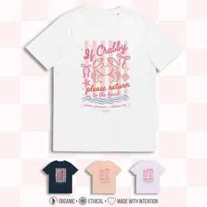 "RETURN TO BEACH" 100%  Organic Cotton Tee, Cute Summer Graphic T-Shirt, Coastal Aesthetic, Trendy Beach Vibes [GOTS & OCS Certified] shirts women