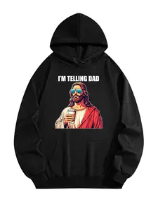 The American Spirit I'm Telling Dad Jesus Lovers Hoodie for Football Boys Kids Easter Fun Humorous Phrase Playful Message