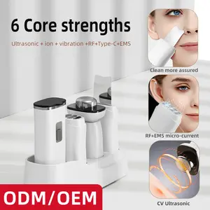 Ultrasonic Deep Cleansing Face Beauty Device with RF Radio Frequency, CV Ultrasound, and EMS Microcurrent
