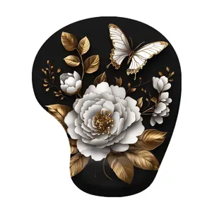 BHJLAXR Flower Pattern Mouse Pad with Wrist Support, Ergonomic Design Mouse Pad, Anti-slip Base Mouse Mat for Home Office