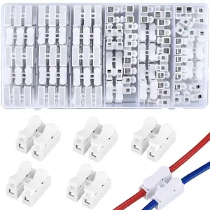 110 Pcs Spring Wire Connectors, Spring Clamp 2-Pin Push-in Terminal, CH-2 Electrical Cable Clamp Connector Block, Quick Wire Cable Terminal for DIY Home Wiring, LED Lighting, Household and Garage Electrical Repair, packed in OP Bag
