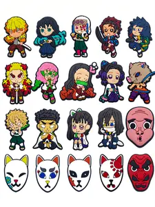 20pcs Japanese Manga Demon Series Shoe Charms For Bubble Slides Clogs Sandals,PVC Shoe Decorations Accessories Buckle For Christmas Birthday Gifts,Footwear