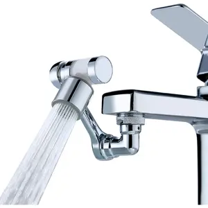 1080?Swivel Faucet Extender with Filter, Sink Water Faucet Aerator Extension in Brass, Swivel Robotic Arm Bathroom Faucet Extender, Rotating Extension with 2 Mode Splash