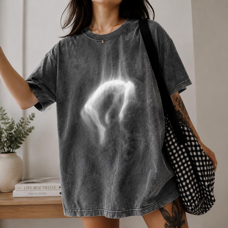 Comfort Colors Ghost Reaper T-Shirt, Vintage Skull Graphic Tee, Grunge Gothic Streetwear Shirt, Oversized Washed Halloween Gift