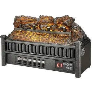 VEVOR 20 Inch Electric Fireplace Log Heater, Fireplace Insert with Remote Control, 5 Flame Brightness Levels, Thermostat, 24H Timer, Overheat Protection, for Home and Office Decor, Black