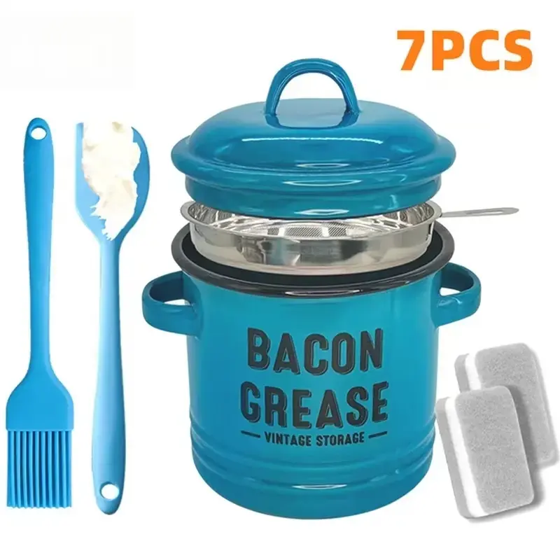 Bacon grease containerwith Strainer-Emptycolor 46oz Grease Container for Kitchen, Cooking Oil Bacon Fat Storage Can Jar with Stainless Steel Filter – Farmhouse Style Grease Holder, Dishwasher Safe