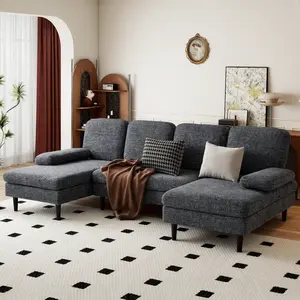 Boneless Modular U-Shaped 5-Seat Sleeper Sofa, 100 In Free Combination Sectional Couch for Living Room, No Assembly Required, with 2 Storage Pockets & 2 Cup Holders (Dark Grey), Five Seats
