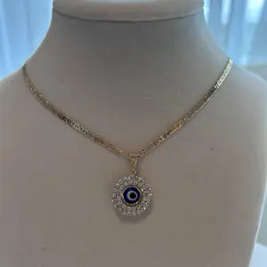 18k Gold Plated Mariner Chain 20" with White Evil Eye Pendant - Elegant Jewelry for Women
