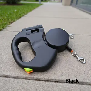 Enhanced Automatic Retractable Double Dog Leash Black - Innovative Dual-Ended Design for Walking Two Dogs with Ease Latest Model for Maximum Convenience and Control swivel head Dual-Leash Retractor for Twin Puppies Pet Leash with Swivel non-slip grip Dog