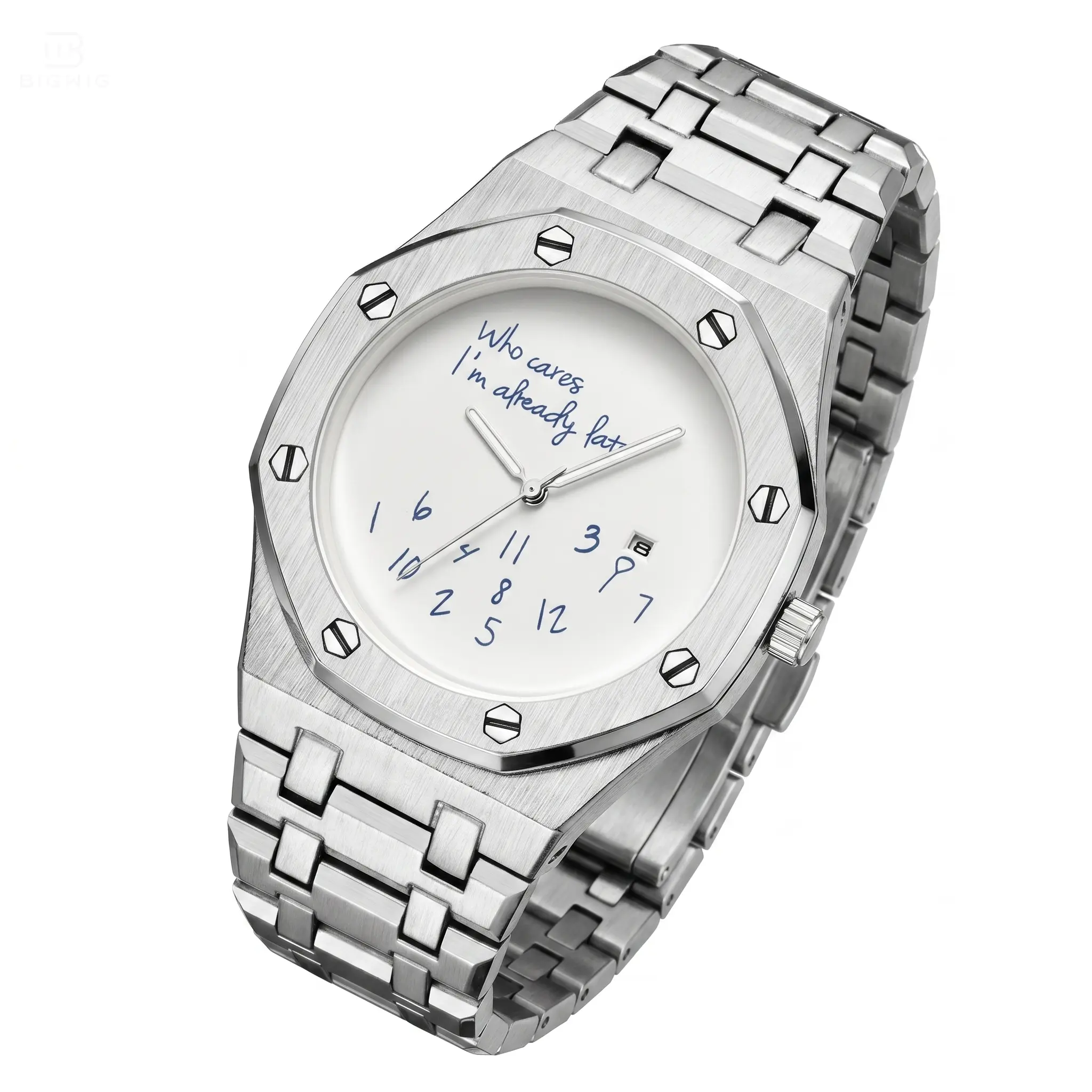 Funny "Who Cares I'm Already Late" Novelty Watch - Minimalist Octagonal Quartz Wristwatch, Creative Statement Fashion Timepiece for Men & Women