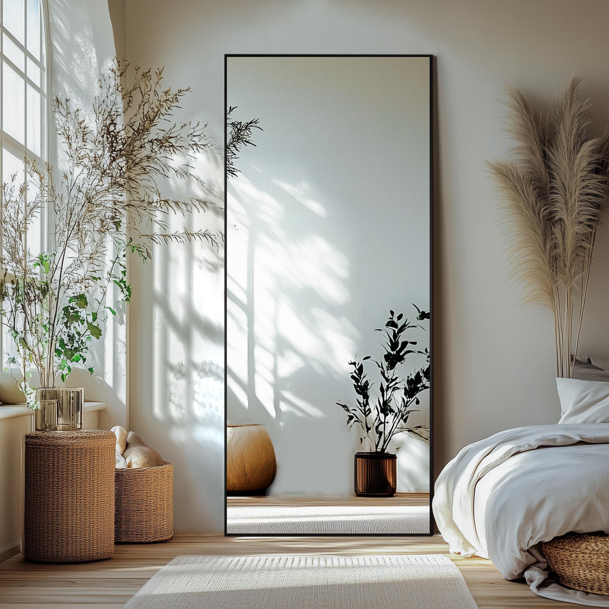 71"x26" Full Length Mirror Extra LargeMirror Full Length 71"x26" Full Body Floor Mirror with Stand, Wall Full Length Mirror,Standing Mirror Full Body,Large Floor for Wall Door Bedroom Bathroom Living Room with Aluminium Frame