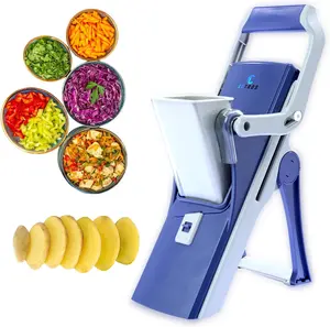 Safe Mandolin Slicer for Kitchen Upgraded, Bigger Port Food Slicer Vegetable Chopper Potato Fry Cutter, Adjustable Thickness, Julienne & Dicer Salad Chopping Artifact Utensils veg table