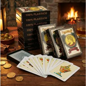 40-Piece Spanish Poker Cards | Plastic Deck with Half Card Option & Storage Box