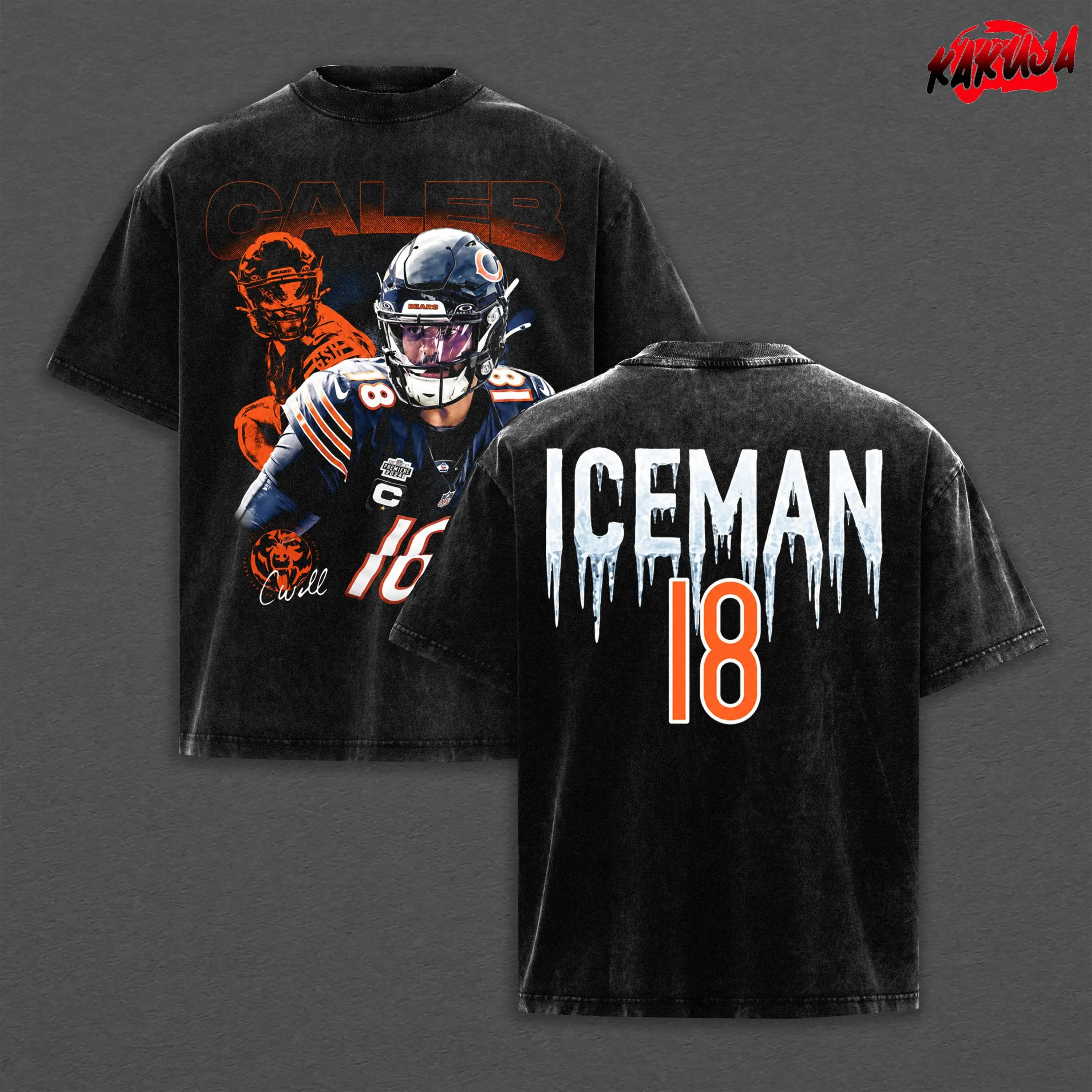 Caleb Williams Iceman Retro T-Shirt – Chicago Bears Nation Football Fan Tee, Heavyweight Cotton Game Day Graphic Shirt, Gift for Football Fans