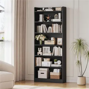 Costoffs Modern 7-Layer Open Shelf Bookshelf - Particle Board Office Furniture, Adjustable Shelf Tall Storage Organizer with Open Top for Study & Home Office