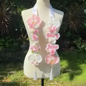 Personalized Ribbon Flower Lei, Graduation 2026 Sash, Custom Handmade Floral Graduation Stole, Senior Flower Stole, Unique Graduation Gift