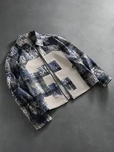 Men's Vintage Plaid Shirt, Menswear, Loose Fit, Street Style, Long Sleeve, Zipper Front, Classic Pattern, Casual Wear, Party Fashion Gift