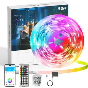 Led Strip Lights 50 ft,  Sync RGB Led Light Strips with Remote and App Control, Color Changing Led Lights for Bedroom, , Kitchen, Party, Room Decor