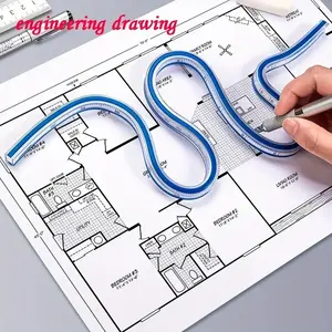 Curved Snake Ruler, Dual Scale Metric and Imperial, Flexible Drawing Tool, Ideal for Comics and Architecture, Any Angle Design
