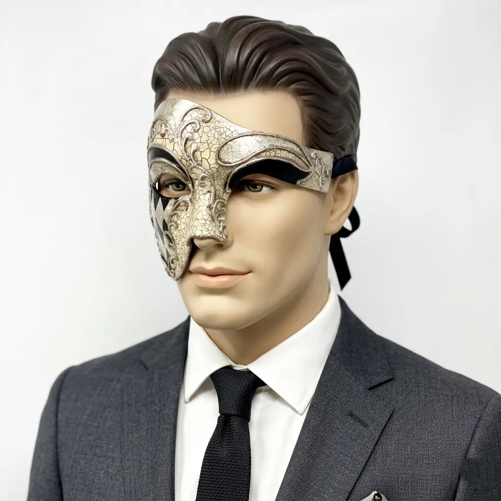 Men's Costume Phantom of The Opera Half Face Masquerade Party Masks - Silver