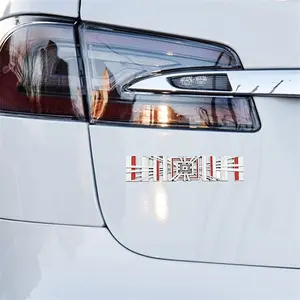 3D Alloy Metal Plaid Badge Emblem for Tesla S 3 X Y Model Chrome & Red High-Quality Durable Waterproof Car Accessory