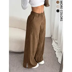 Women's Casual Pants Vintage High-End Split Wide Leg Loose Corduroy Long Pants, Comfortable and Stylish, Perfect for Daily Wear