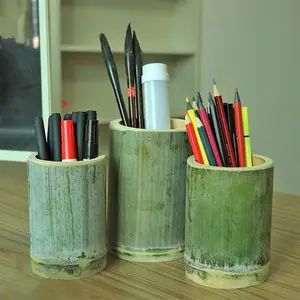 Bamboo Desktop Pencil Organizer Box, Natural Bamboo Multi-Use Storage, Rural Style Design, Suitable for Living Room, Office, Dining Table