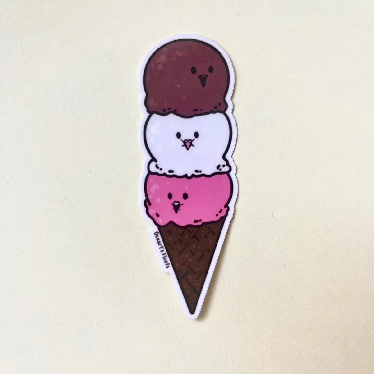 Pigeon Dove Icecream Cone Sticker, vinyl waterproof weatherproof water bottle laptop journal sticker, cute funny foodie dessert icecream con pigeon dove bird sticker