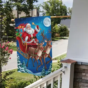 Christmas Garden Flag, Double Sided Santa Claus & Reindeer Pattern Flag, Outdoor Decoration, Yard Decoration, Garden Decoration, Patio Decoration, Lawn Decoration