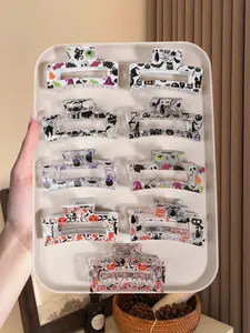 9pcs/6pcs Halloween hair clip water transfer hair clip, decorative hair clip easy to create temperament hairstyle suitable for autumn and winter season school season decoration wear send family and friends