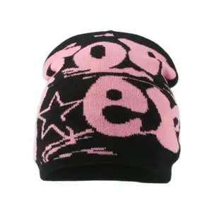 Unisex Y2K Letter Jacquard Knit Beanie Warm Fashionable For Outdoor Street Autumn & Winter Unique Patterns Fitted Design Seasonal Use Secure Fit Camo Houndstooth Galaxy Prints
