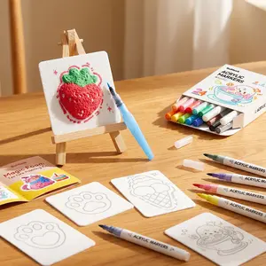 RuiHawk Art 75 Pcs Magic Foam Texture Painting Kit with 38 Rainbow Foam Sheets & 24 Non-Toxic Acrylic Paint Pens for Kids Ages 4-12 Creative Fun DIY Craft Supplies Portable & Durable