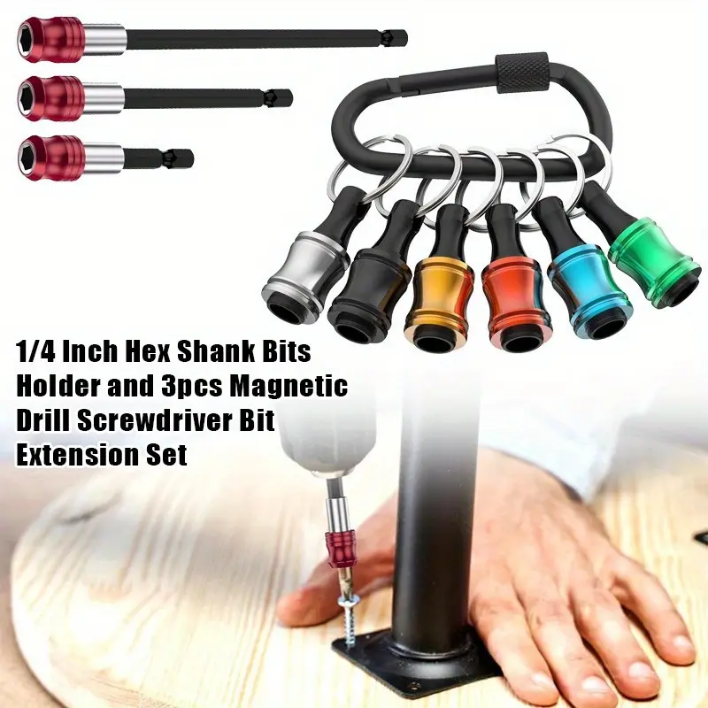 Textiles & Soft Furnishings Power Tools 1/4 in Hex Shank Hardware Drill Bit Holder Set, 3-Piece Magnetic Screwdriver Extender, Quick-Install Chuck Adapter for Impact Motor Nut Screws