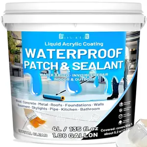 Sealant, Liquid Transparent  Coating Repairing Anti-Leakage Agent, Invisible Water Proof Adhesive Indoor and Outdoor Water-Based Waterproofing Glue 4L