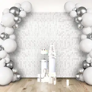 Mirror White Sequin Wall Backdrop Square Sequin Glitter Backdrop Panel, Perfect for Outdoor Events, Birthdays, Wedding and Party Decoration