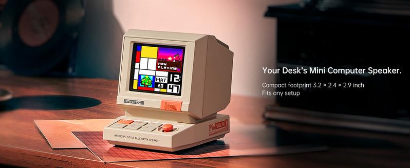 Divoom MiniToo Retro Pixel Bluetooth Speaker &ndash; 90s-Inspired PC Design,App Control, Alarm, White Noise, Retro Desk Portable Speaker for Music,Gaming Room Decor