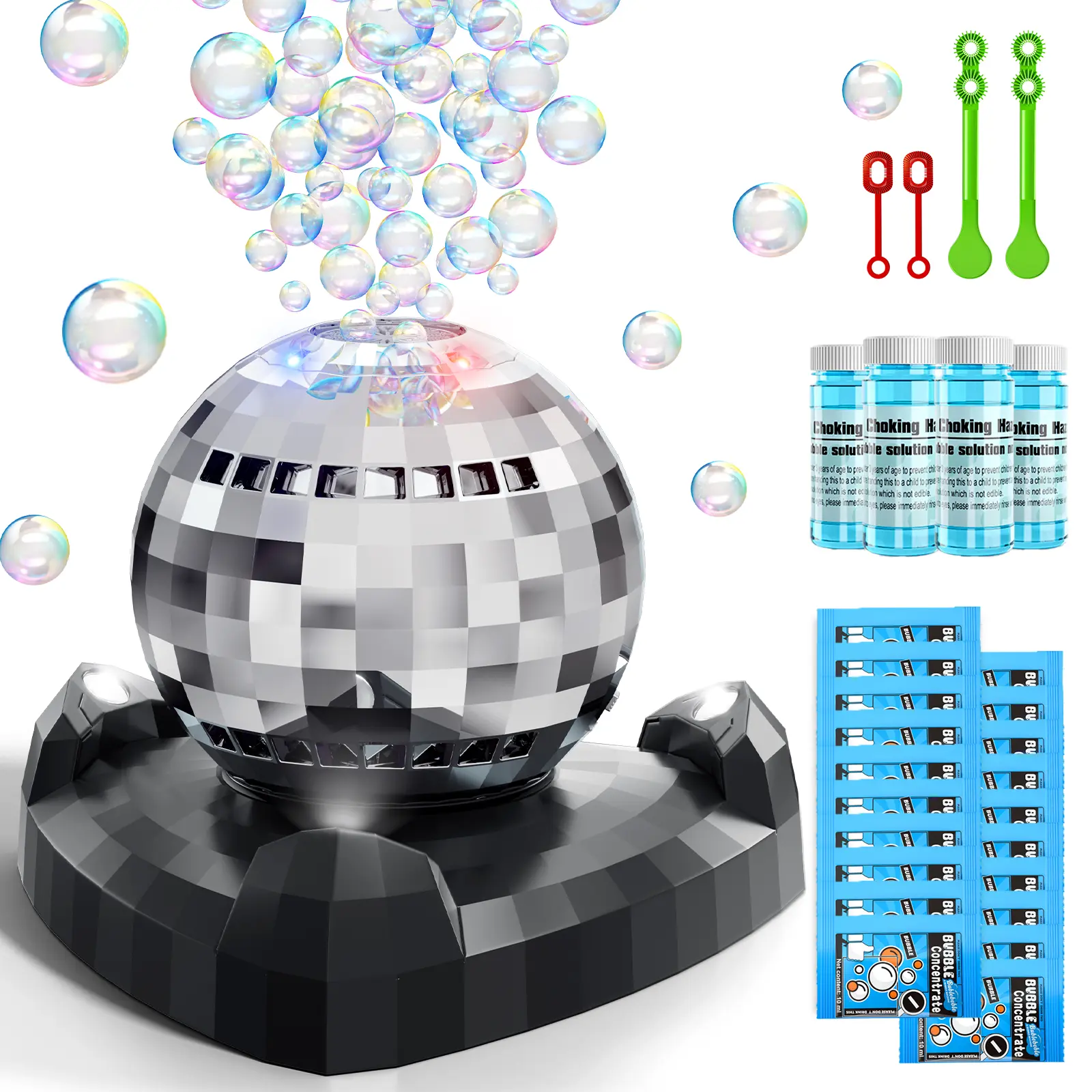 Automatic Portable Bubble Machine Toy for 8-10 Years Kids - Safe Plastic, Stand Design, Colorful Lights, Outdoor Summer Play, Complete Playset with Bubble Liquid & Refills, Durable Child-Friendly Birthday Gift