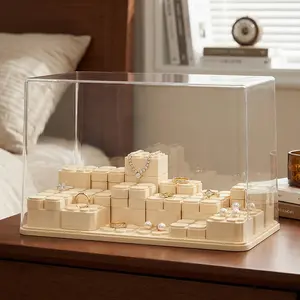 DIY Stackable Transparent Display Case Large Capacity Installation Free Clear Display Case with Movable Blocks for Mini Collections and Stone Rock